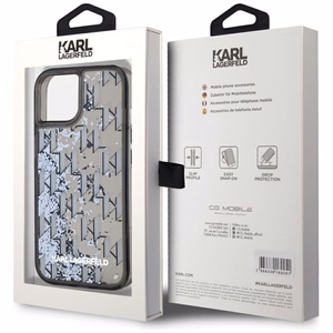 Karl Lagerfeld Liquide Glitter Monogram Gradient iPhone 15 Ümbris - Must