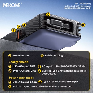 Power Bank WK Design "WP-105" Grey 10000mAh (35W)
