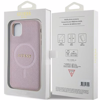 Guess GUHMN61PSAHMCP ümbris jaoks iPhone 11 / Xr - roosa Saffiano MagSafe