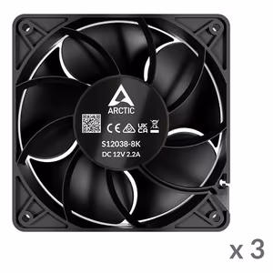 ARCTIC S12038-8 Serverventilaatorid, 4-pin, 120mm, 3 tk