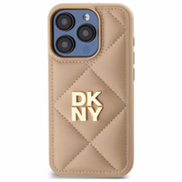 DKNY Quilted Stack Logo iPhone 15 Pro Max Ümbris - Beige
