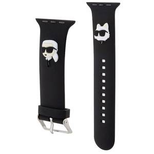 Karl Lagerfeld 3D Rubber Karl ja Choupette Heads rihm must Apple Watch 38/40/41mm jaoks
