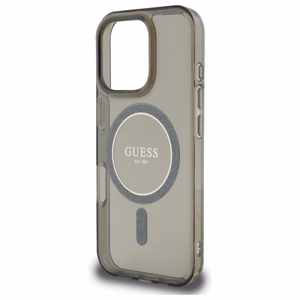Guess IML Glitter Circle MagSafe ümbris jaoks iPhone 16 Pro - must