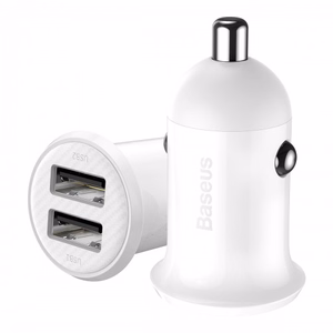 Autolaadija Baseus Grain Pro valge (2xUSB / 4.8A)
