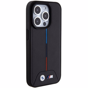 BMW Quilted Tricolor MagSafe ümbris jaoks iPhone 15 Pro Max - must