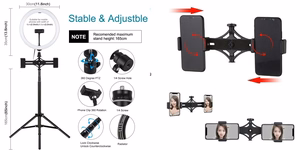 LED Ring Lamp 30cm koos Desktop Tripod Mount Up to 165cm ja 3 Phone Clamps, USB