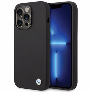 BMW Silicone Metal Logo чехол iPhone 15 Pro Max - чёрный