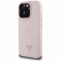 Guess Grained Hot Stamp Peony Triangle Logo MagSafe iPhone 16 Pro Ümbris - Roosa