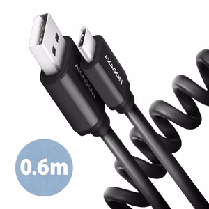 Axagon USB-C USB2.0 kaabel 0.6m keerdkaabel must BUCM-AM10TB