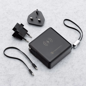 Multifunction laadija Forcell F-Energy 6in1 USB A + USB C PD 45W + akupank 15000 mAh + juhtmevaba charging 15W must