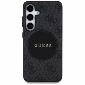 Guess 4G Round Patch Classic Logo MagSafe ümbris jaoks Samsung Galaxy S25 Plus must