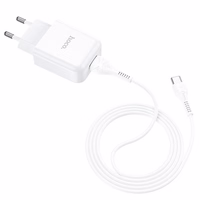 Phone Laadija Hoco USB A 2A 10W + Kaabel USB A to USB C N2 valge