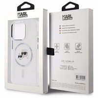 Karl Lagerfeld IML Metal Karl & Choupette Head MagSafe Ümbris jaoks iPhone 14 Pro Max - valge