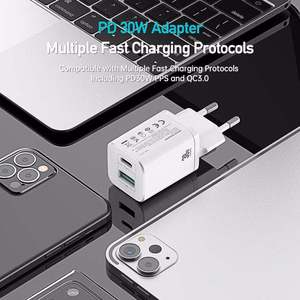 Wall charger Dux Ducis C80 Super Si - USB + Type C - PD 30W QC 3.0 18W 3A white