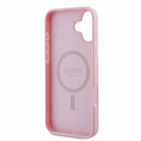 Guess Grained Kuldne Ring MagSafe iPhone 16 Plus Ümbris - Roosa