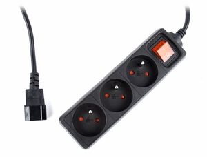 EnerGenie Power strip, 3 FR sockets, 10 A, C14 plug EG-PSU3F-01