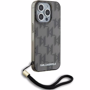 Чехол Karl Lagerfeld IML Mono KL Pattern & Cord для iPhone 15 Pro Max - чёрный