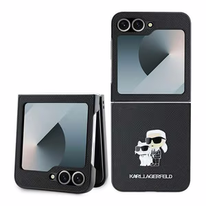Karl Lagerfeld Saffiano Metal Pin Ümbris jaoks Samsung Galaxy Z Flip 6 - Must