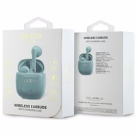Guess Bluetooth kõrvaklapid GUTWSJ14ESGQ TWS + docking station turquoise/turquoise Printed Classic Logo