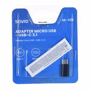 Savio AK-31 / B kaabli liidesadapter Micro USB USB 3.1 Typ C must