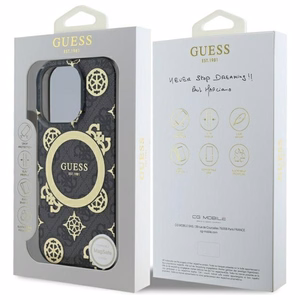 Guess IML Peony jaoks 4G Background MagSafe ümbris jaoks iPhone 16 Pro - must