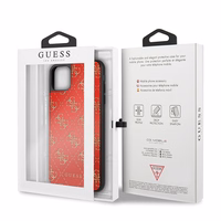 Guess GUHCN654GGPRE iPhone 11 Pro Max punane/punane kõva ümbris 4G Double Layer Glitter