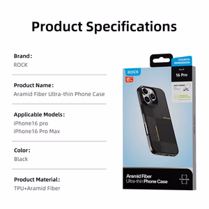 Rock Ultra Thin Aramid Fiber Kevlar 600D Ümbris jaoks Iphone 16 Pro must