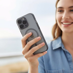 Case for iPhone 17 Pro Max / 18 Pro Max (low camera edge) Flexline Mag Cover compatible with MagSafe gray