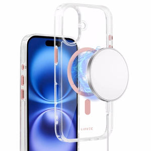 Liavec Glossy Magsafe Clear Ümbris do Iphone 16 różowy