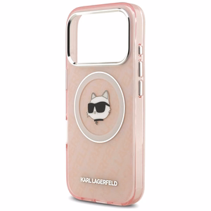 Karl Lagerfeld IML Choupette Head Logo MagSafe Ümbris jaoks iPhone 17 Pro Max - Roosa