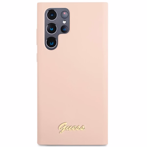 Guess GUHCS23LLSLMGPP S23 Ultra S918 roosa/roosa hardcase Silicone Script Metal Logo
