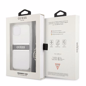 Guess GUHCP13SKC4GBSI iPhone 13 mini 5.4" läbipaistev kõvakott 4G Hall rihm hõbedane kett