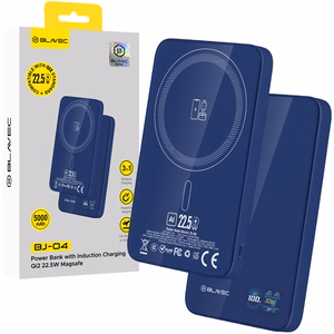 Blavec Power Bank 5000mAh BJ-04 Ultra Slim 7,8mm - Type C - 22,5W magnetic Magsafe 3 in 1 (PBBJ04-MC5N) navy glass