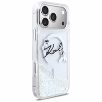 Karl Lagerfeld Liquid Glitter Karl Script Logo MagSafe Ümbris for iPhone 17 Pro Max - Clear