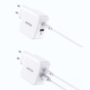 Choetech fast GaN wall Laadija USB Type C PD USB-A QC3.0 65W 3,25A valge (PD8002)