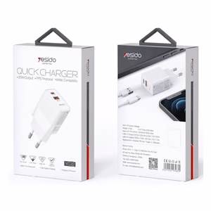 YESIDO WALL LAADIJA YC32 PD 20W QC3.0 USB-A+C valge
