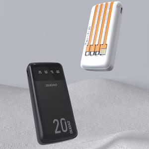 Dudao powerbank большой емкости с 4 встроенными кабелями 20000mAh USB Type C + micro USB + Lightning + USB-A (вход) - черный (Dudao K6Pro+)