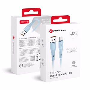 Kaabel USB A to Micro USB Forcell F-Energy QC3.0 2,4A 18W Silikoon 1 m C341 sinine