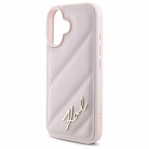 Karl Lagerfeld Quilted Signature iPhone 16 Ümbris - roosa