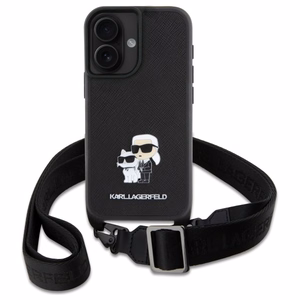 Karl Lagerfeld Saffiano Karl&Choupette Metal Pin CBDY Strap iPhone 16 Ümbris - must