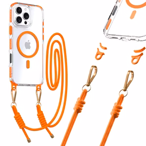 Tel Protect Strap Clear Ümbris jaoks Iphone 16 Pro oranž