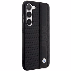 Чехол BMW BMHCS23M22RDPK S23+ S916 чёрный/чёрный жёсткий кожаный Textured & Stripe