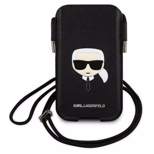 Karl Lagerfeld Saffiano Ikonik Karl's Head käekott - must
