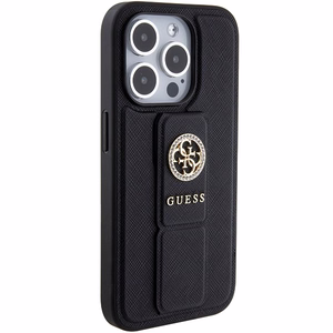 Guess Grip Stand 4G Saffiano Strass чехол для iPhone 15 Pro Max - чёрный