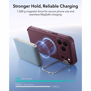 ESR Cyber Tough Kickstand MagSafe ümbris mudelitele iPhone 18 Pro Max / 17 Pro Max, tumeda kirsipunase värviga