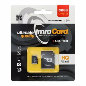 Карта памяти Imro microSD 32GB 100MB/s class 10 UHS 3 с адаптером SD
