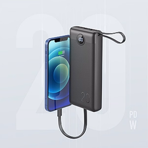 Powerbank Veger C20 (W2047 / W2059) 20000 mAh with built-in Micro-USB cables / Type C / Lightning must