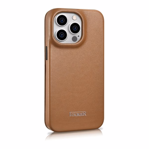 Чехол iCarer CE Premium Leather Folio для iPhone 14 Pro магнитный с откидной крышкой MagSafe коричневый