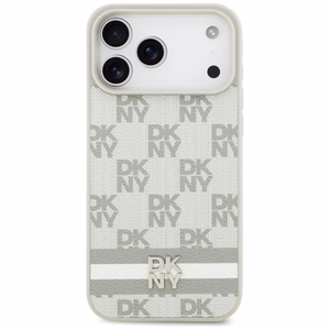 DKNY Checkered with Printed Stripes Ümbris jaoks iPhone 17 Pro Max - Beige