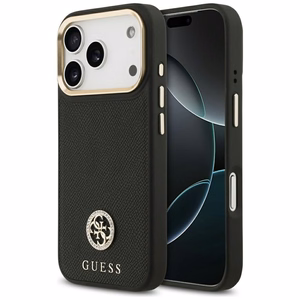 Guess Grained Strass Logo MagSafe ümbris jaoks iPhone 17 Pro - must